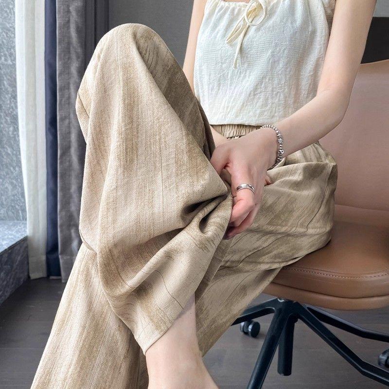 Ice Silk Tie-Dye Wide-Leg Plus-Size Women's Pants - Cool, Casual Summer Wear