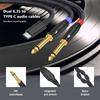 Universal Type C to Double 6.35mm Male Adapter Cable Cord Wire for Smartphones Tablets and Sound Equipment