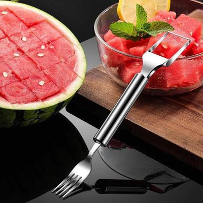 Yousheng Watermelon Cutter Fork Stainless Steel Fruit Fork Slicer Melon Cube Cutting Tools for Kitchen Camping