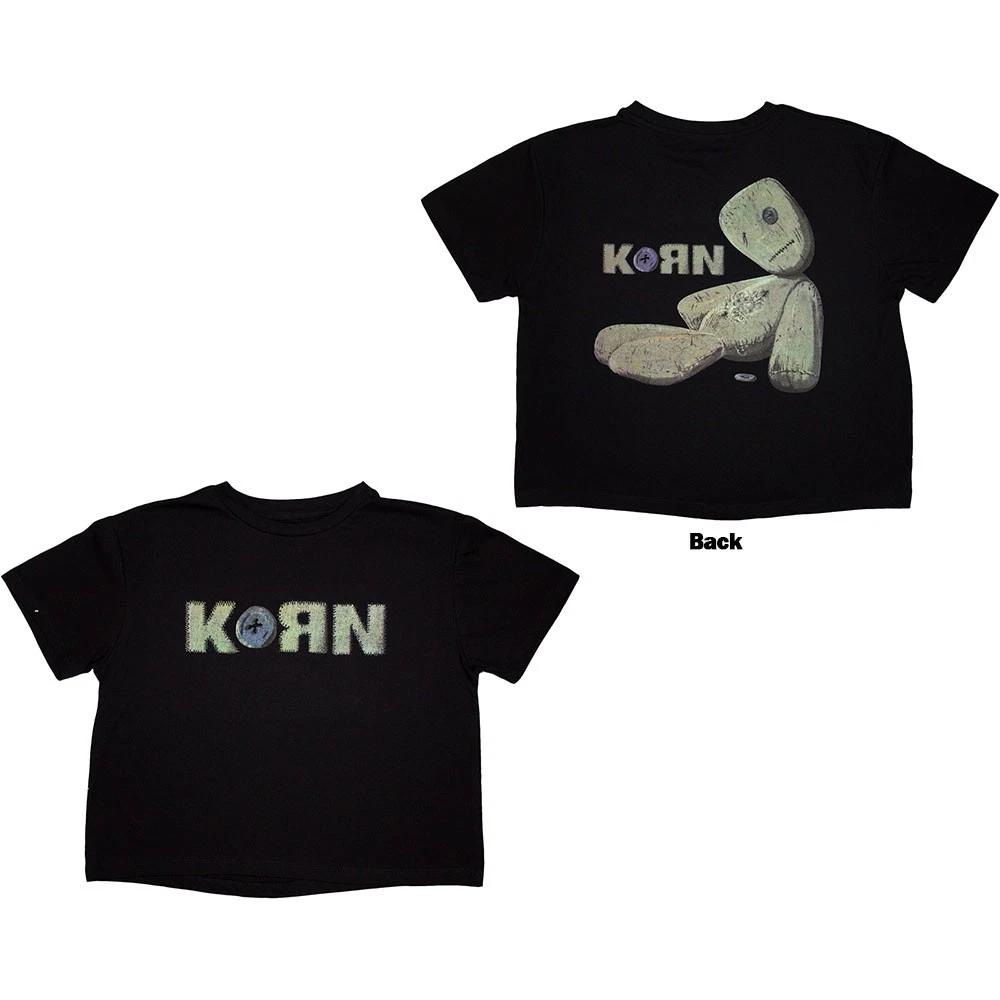 Korn Ladies Crop Top: Doll Issues (Black) (Back Print) (XX-Large) 3XL