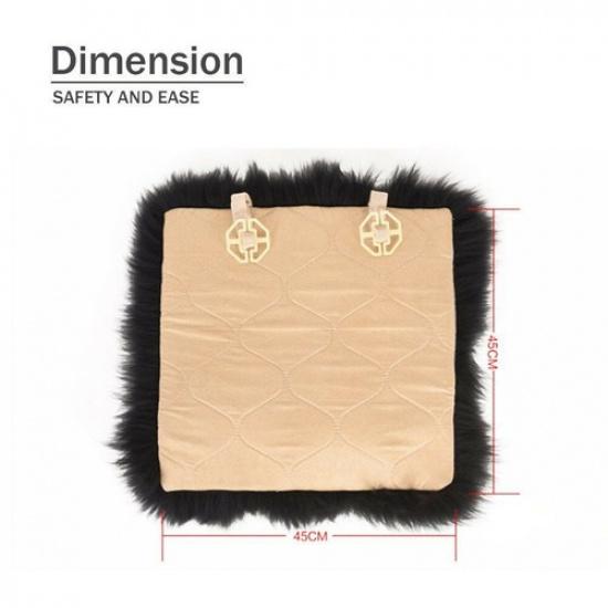 Sheepskin Long Wool Car Seat Breathable Warm Soft Covers Chair Cushion 18" x 18"