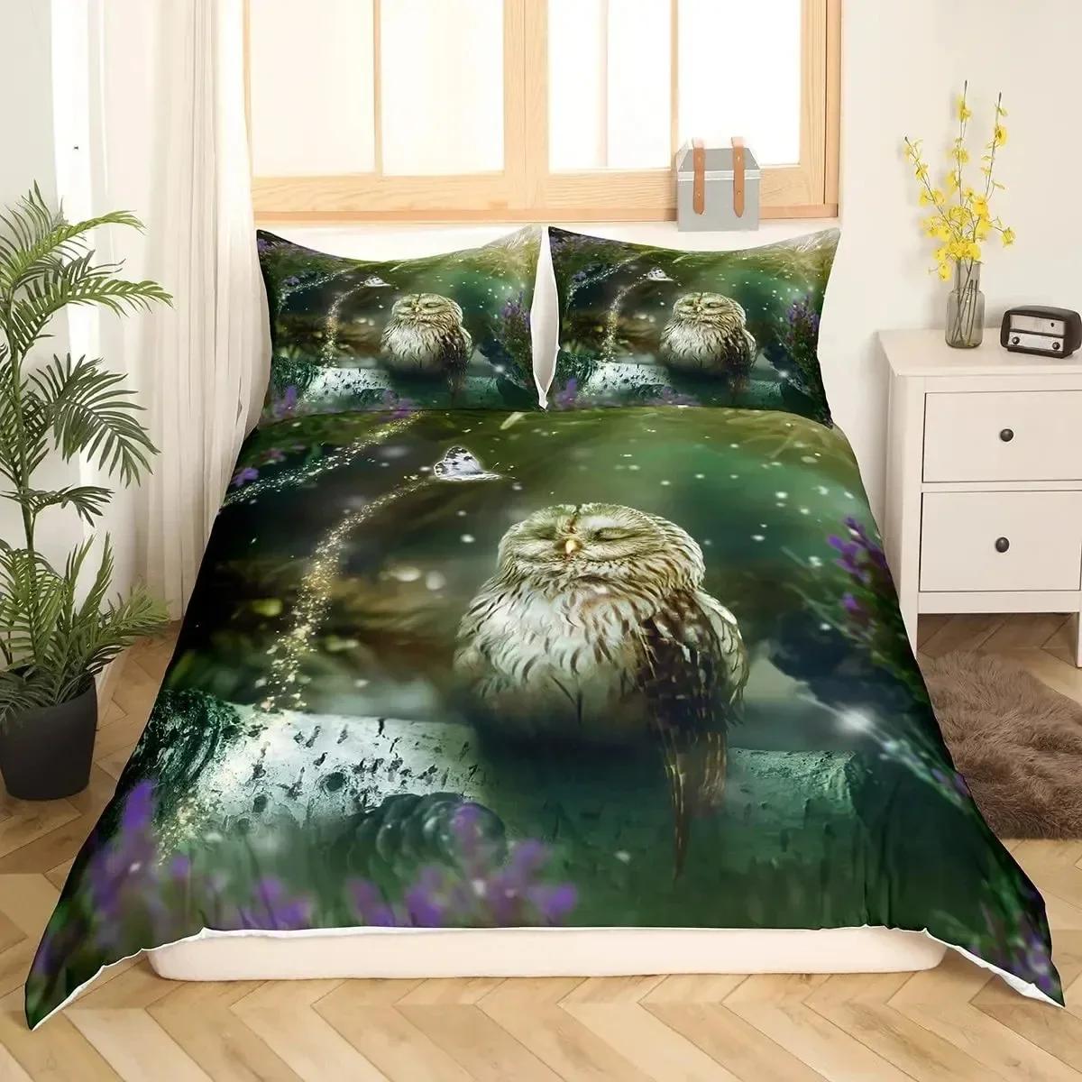 

Пододеяльник с изображением совы Twin King Queen Size, мультяшный комплект постельного белья с изображением совы Bird Animal для мальчиков, пододеяльник из полиэстера, новое одеяло 70x133cm 2pcs