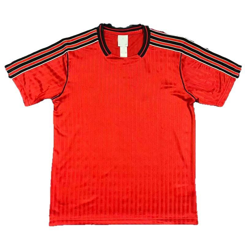 Mens Retro Flamenco Style Red Short Sleeve Soccer Jersey Bamboo Fiber Breathable Sport Shirt Football Basketball Volleyball