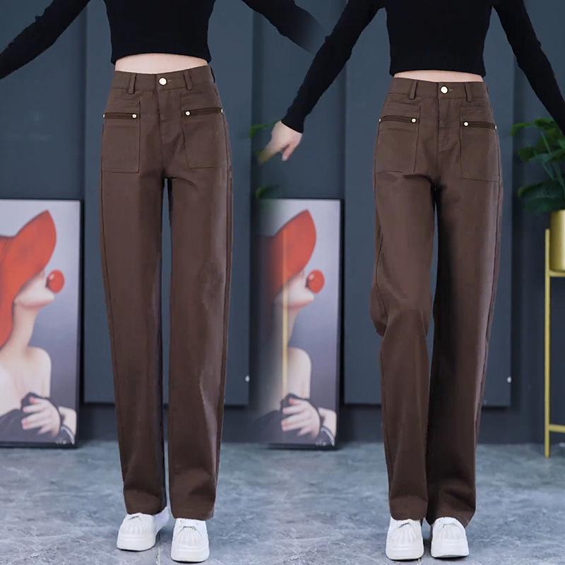 

Women s 2024 Autumn/Winter Angola Red Fleece-Lined Straight-Leg Pants XL [Weight: 115-125 kg]