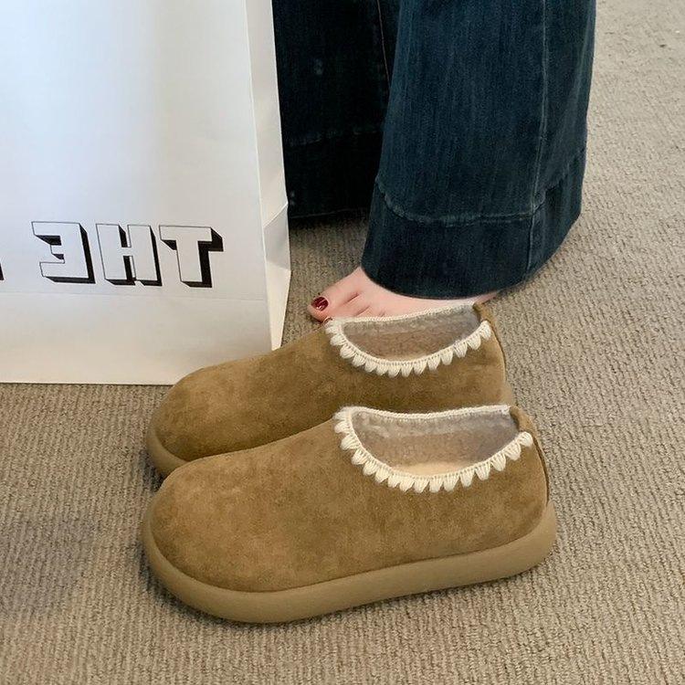 Зимние бархатные теплые и удобные хлопковые туфли, новая ретро-повседневная нишевая ленивая обувь-мокасины 35