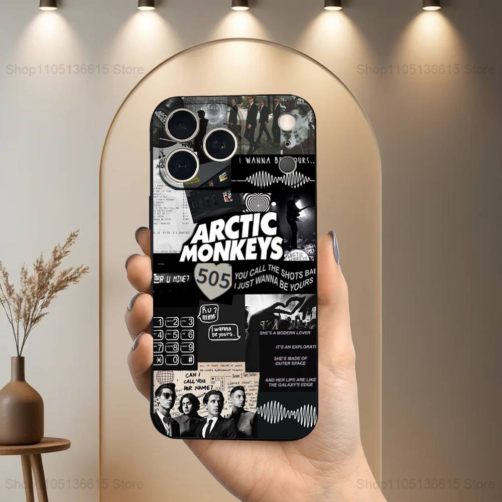 Band A-Arctic M-Monkeys Case For iPhone 11,12,15,14,13,16,17,Plus,Pro Max,XS,X,XR,SE,Mini,8,7,Soft Silicone Black
