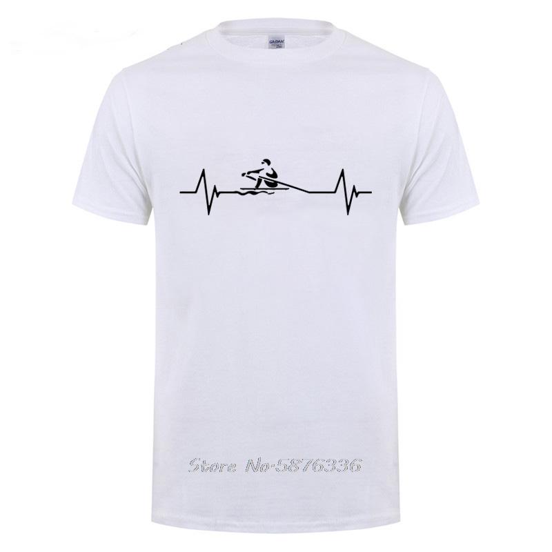 Heartbeat Of Rowing TShirt Men Male Fashion Short Sleeve Kayaking T Shirt Cotton ONeck Cotton Funny Canoeing Tshirt Summer Top