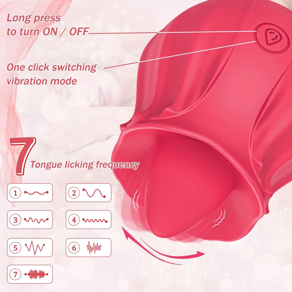 Rose Vibrator Toy Female Clitoris Stimulation Tongue Mouth Licking Masturbation Good Nipple Sex Toy Female Adult 18