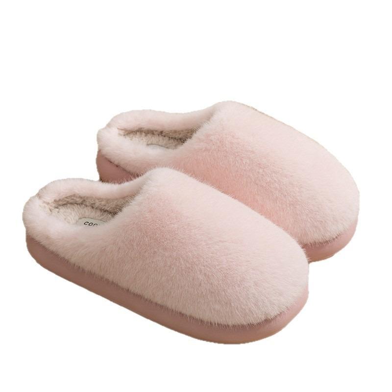 Plush Silent Home Cotton Slippers Indoor Soft Bottom Plush Cotton Slippers Autumn and Winter Large Size Non-slip Floor Confinement Shoes