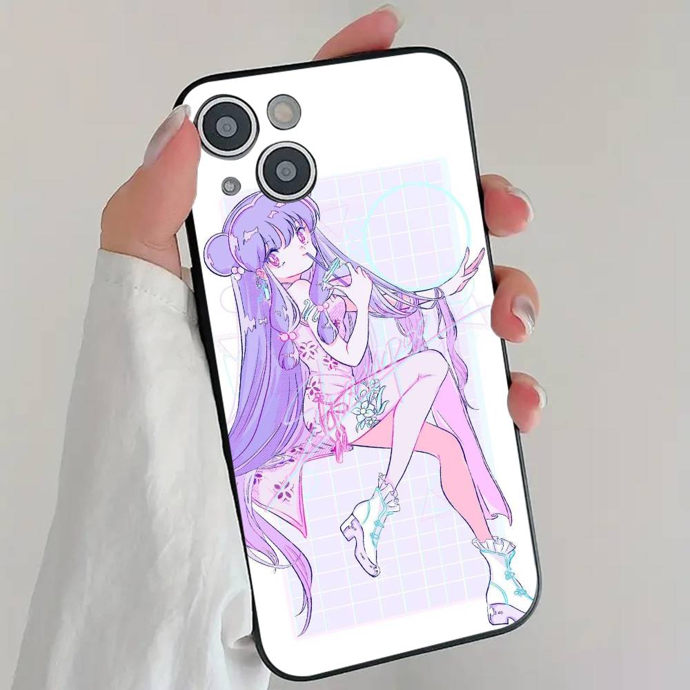 Kawaii S-Shampoo Funny Anime R-Ranma 1 2 Phone Case Cool Black Silicone Soft For IPhone 16 15 14 13 12 11 X XR Plus Pro Max Plus