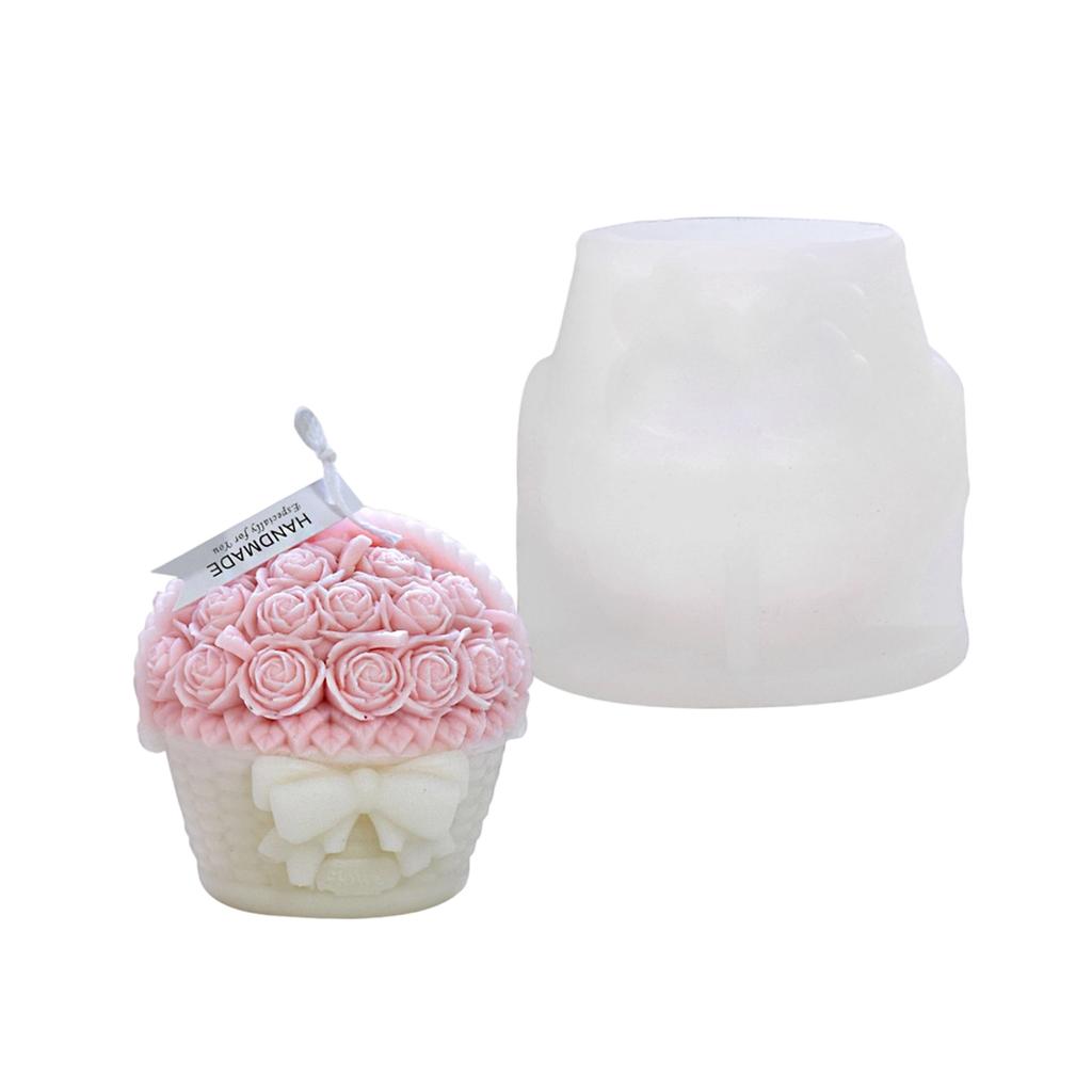 3D Flower Basket Candle Mold Silicone Mould for Unique Handmade Crafts Epoxy Resin Wedding Decoration Making Mold