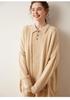 Women's Cashmere Polo Collar Ribbed Sweater – Long Sleeve, Button Closure, Perfect for Autumn and Winter