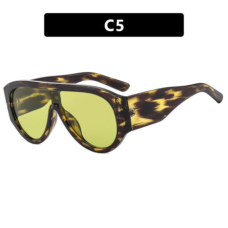 New Integrated Large Frame Oval Sunglasses Retro Brand Designer Double Bridge Glasses Fashion Women'S Sunshade Eyeglasses