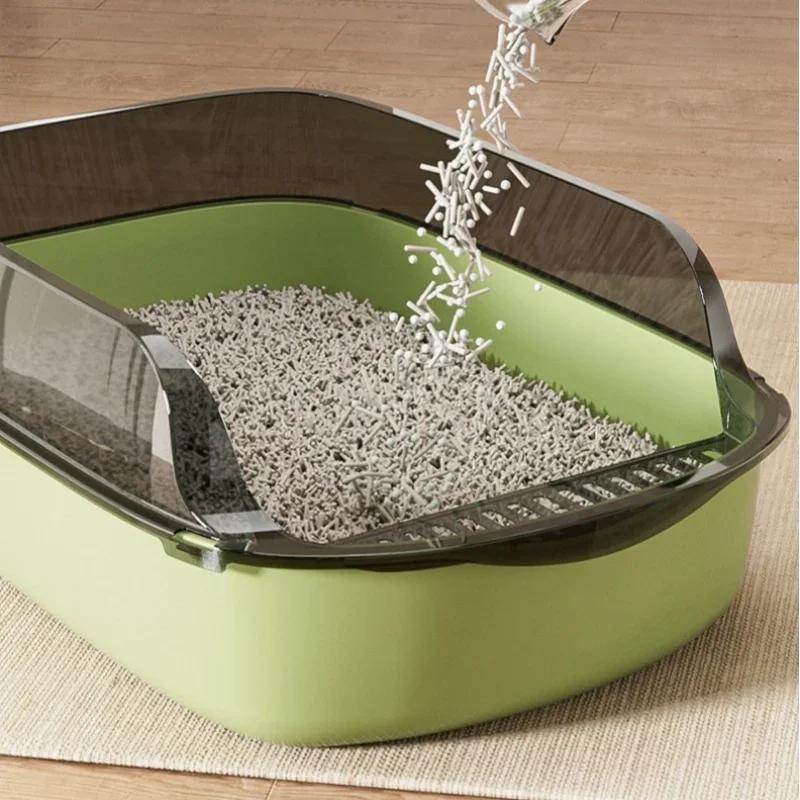 Large Capacity Cat Toilet Cleaning Basin-Splashproof Pet Sandbox Litter Box Durable Cat Tray Bedpan Supplies for Kittens & Cats