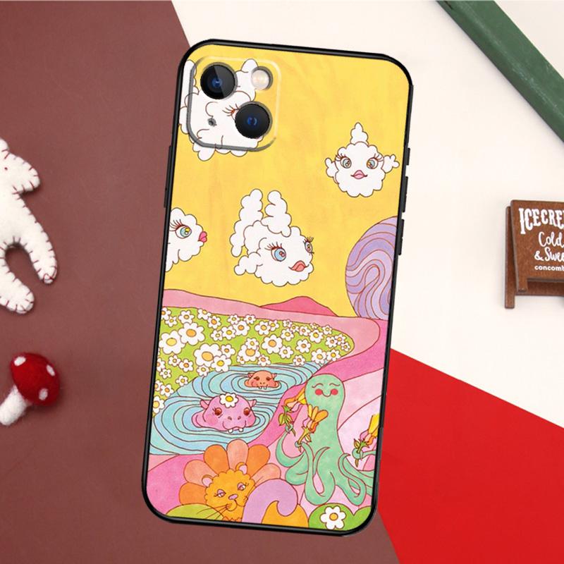 Cute Indie Hippie Case For iPhone 16 15 14 13 12 Mini 11 Pro Max X XR XS 7 8 Plus Soft Bumper Cover