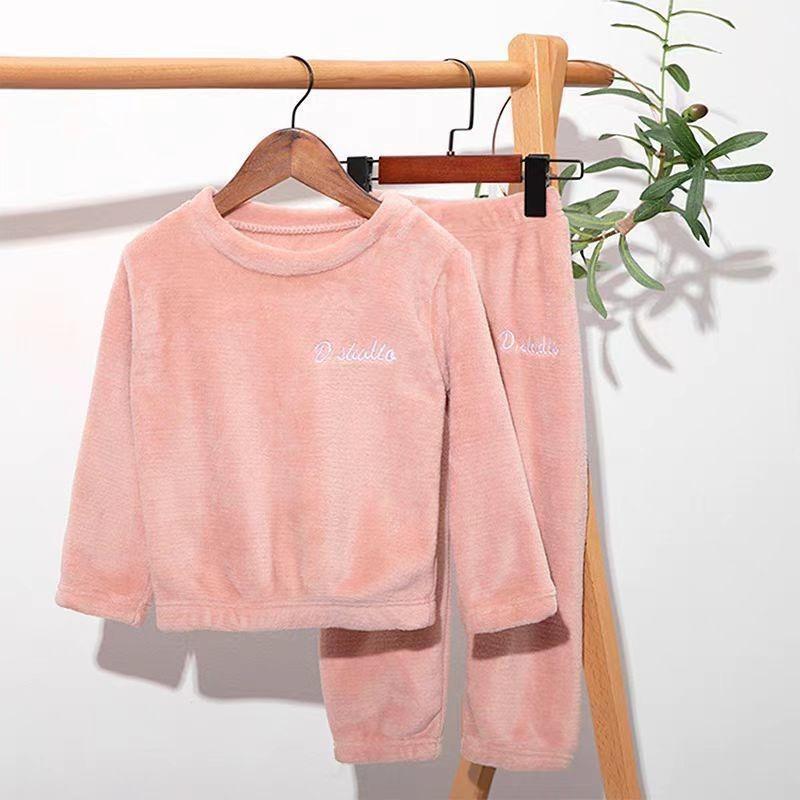 Pigiama a pullover in flanella e pile per bambini, caldo in velluto corallo per ragazzi e ragazze, abbigliamento da casa per autunno e inverno per bambini più grandi
