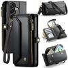 Umhängetasche für Samsung Galaxy A37 A57 Leder Wallet Case RFID-Blockierung 10 Kartenfächer Reißverschlusstasche Magnetischer Klappverschluss Armband