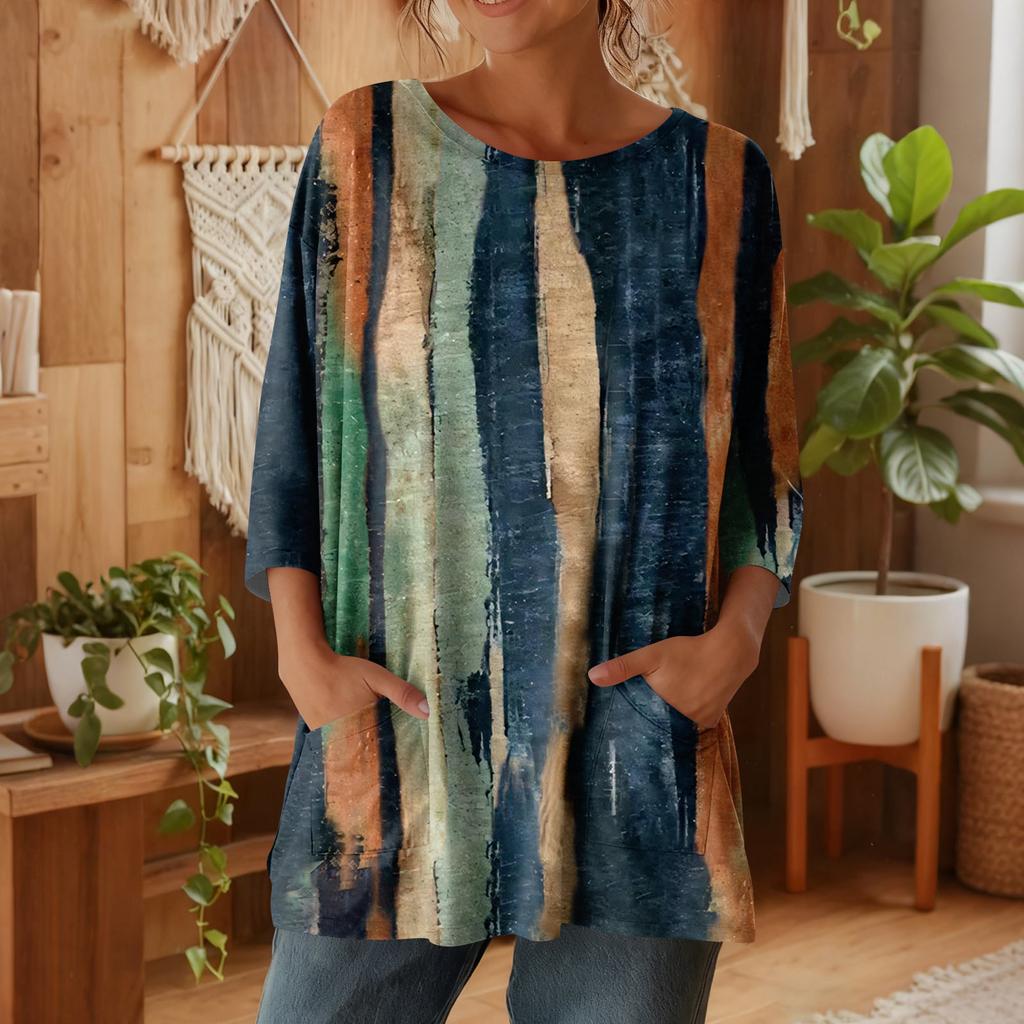 Damen 3/4-Ärmel Shirts Grafik-T-Shirts Shirts Lässige Basic-Tops Pullover