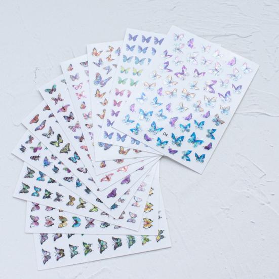 Sticker Self-adshesive Removable Nail 1Sheet Butterfly Pattern Fadeless Fingernails for Party