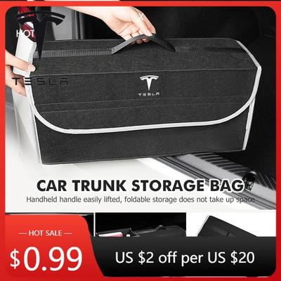 Car Sticker 2025 Hot For Tesla Car Storage Bag Anti Slip Compartment Boot Storage Organizer Tool Model 3 Y S X 2021 Roadster Cyb