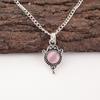 Natürlicher Rosa Katzenaugen-Edelstein 925 Sterlingsilber Schmuck Handgefertigte Kette Anhänger PP-39-46