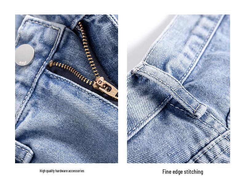 Women's High-Waist Denim Shorts, Summer 2022 Trend, Loose Fit, Mid-Length, Wide-Leg Design.
