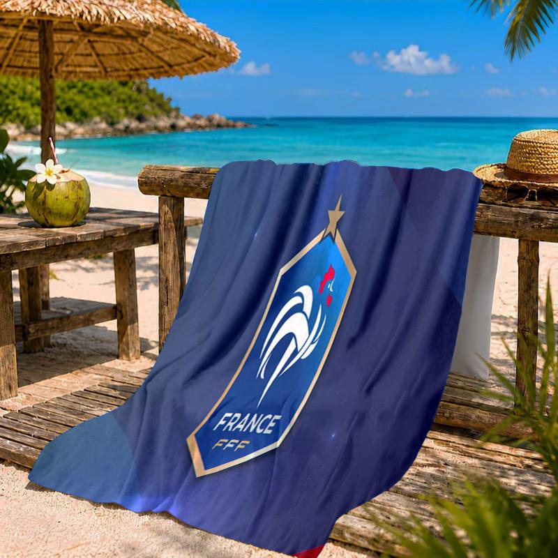 France Football Emblem Beach Towel Microfiber Beach Towel, Lightweight and Quick-Dry, for Summer Travel, Swimming Pool Fan Birthday Gift