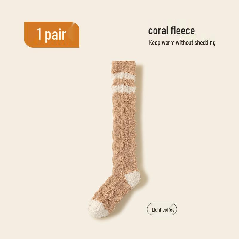 Women's Thick Coral Fleece Mid-Tube Socks: Warm, Non-Shedding, Solid Color – Perfect for Maternity and Floor Wear