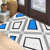 Blue White Black Geometric Print Doormat Printed Polyester Machine Washable Entrance Floor Mat 80x50cm