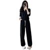 2025 Spring Women's Casual Sports Set: Fashionable Slimming Sweatshirt & Wide Leg Color Block Two-Piece