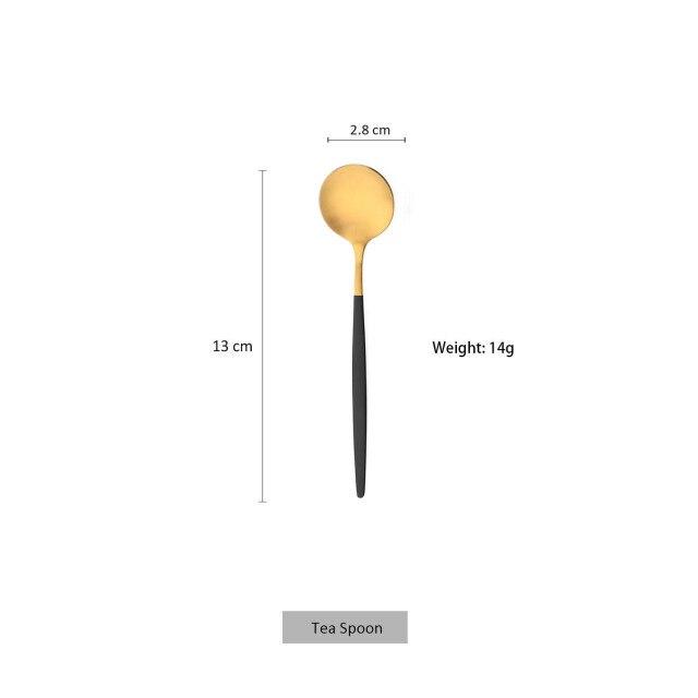 1 Pcs Matte Black Gold Dinnerware Stainless Steel Cutlery Home Dessert Fork Spoon Knife Dinner Silverware Flatware