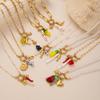 Stainless Steel Fruit Heart Boots Ins High-end Feeling Collarbone Chain Pearl Starfish Necklace Gold-plated