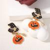Rhinestone Pumpkin Ear Studs Skull Spider Dangle Earrings Halloween Earrings  All Saints' Day