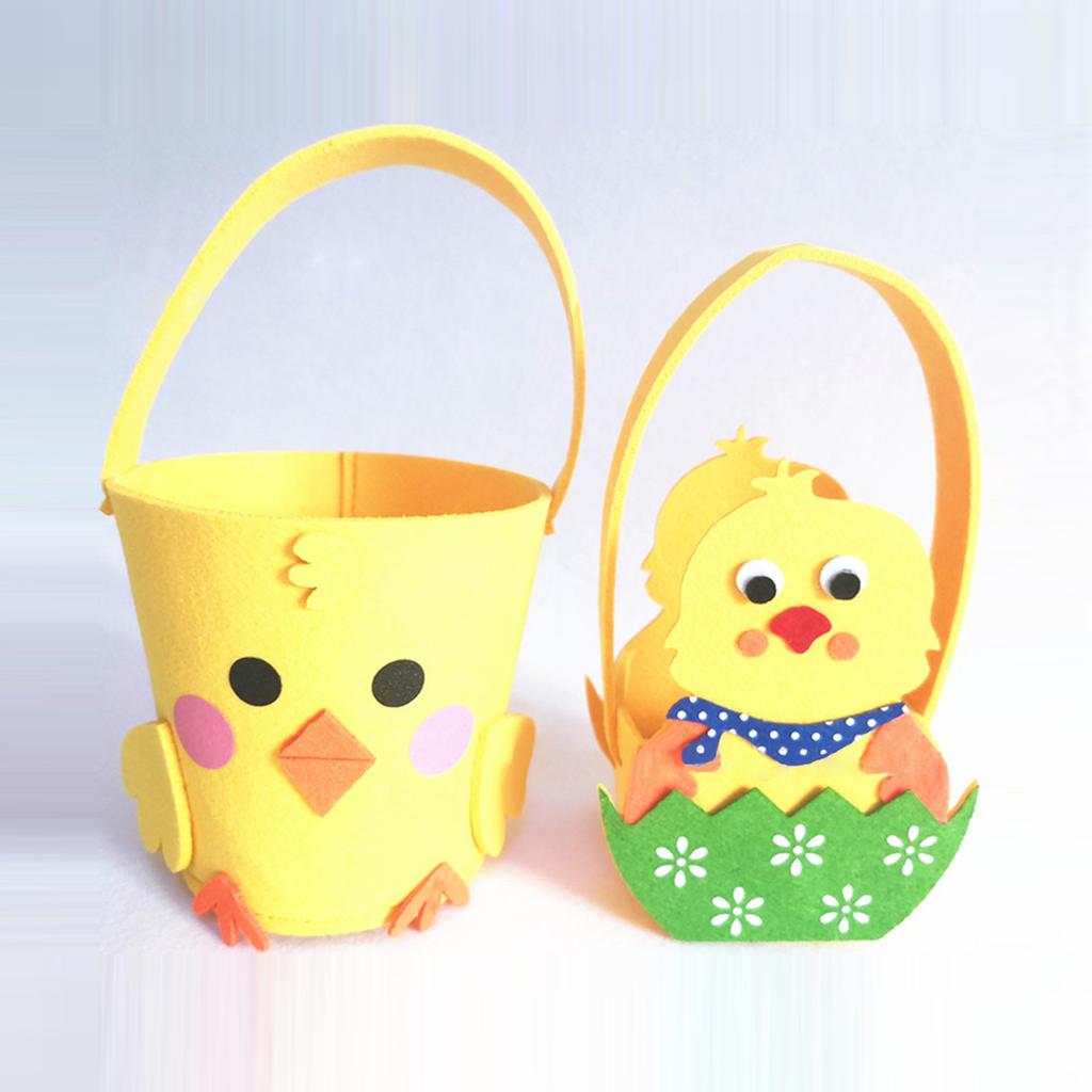Felt Basket for Kids and Family Holiday Decoration Gift Bag with Carrying Handle Candy Bucket Easters Accessories