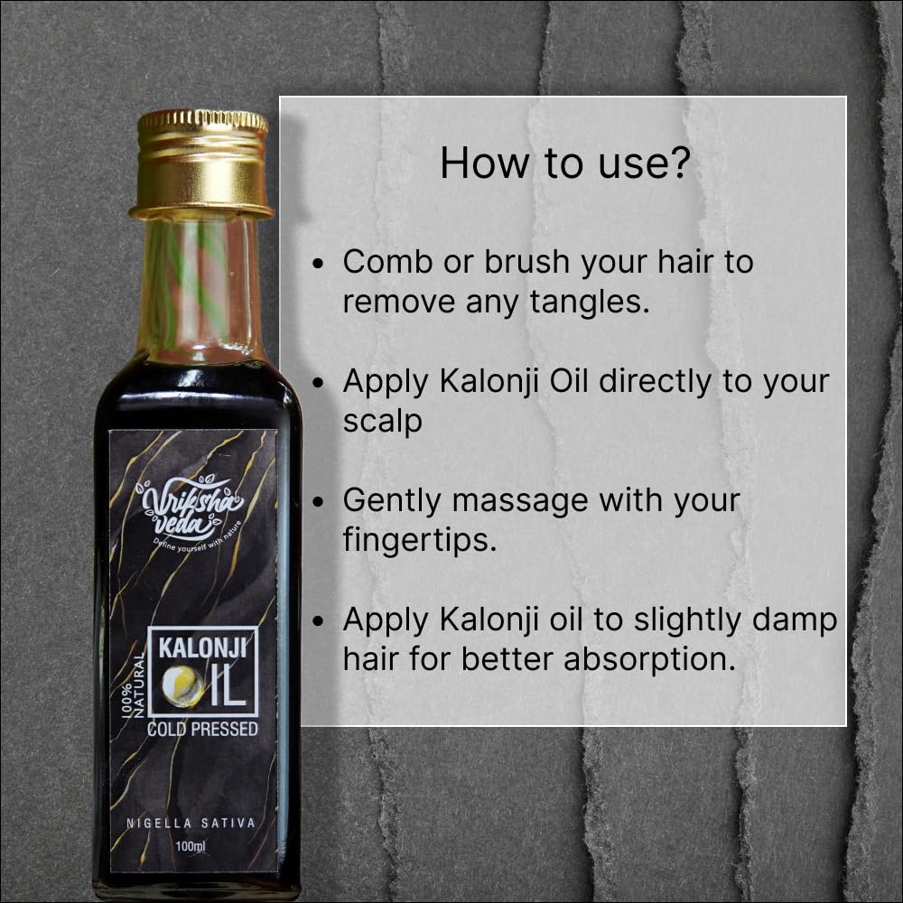 Vriksha Veda Pure Kalonji (Black Seed) Oil for Hair and Skin Care I Cold-Pressed I 100 ml