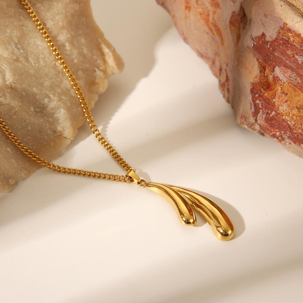 Gold Stainless Steel Pendant Necklace For Women Flower Pearl Charm Link Chain Choker
