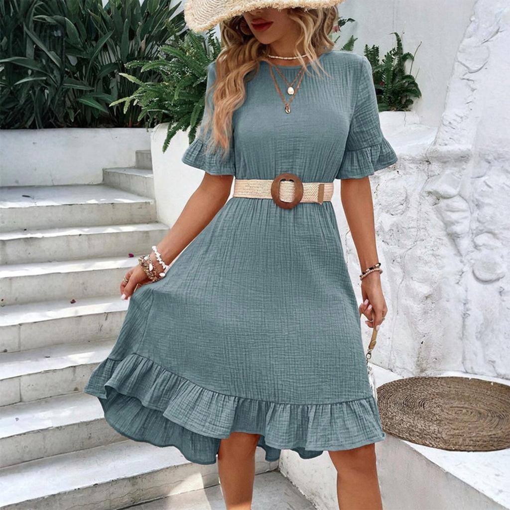 Women's Loose Casual Ruffle Short Sleeve Fashion Dress