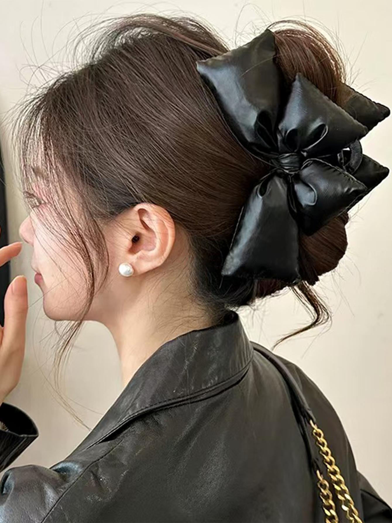 

1 шт. Белые большие банты заколки-крабы для волос Эстетичные банты Заколки-бананы для волос для женщин, Модные аксессуары для волос