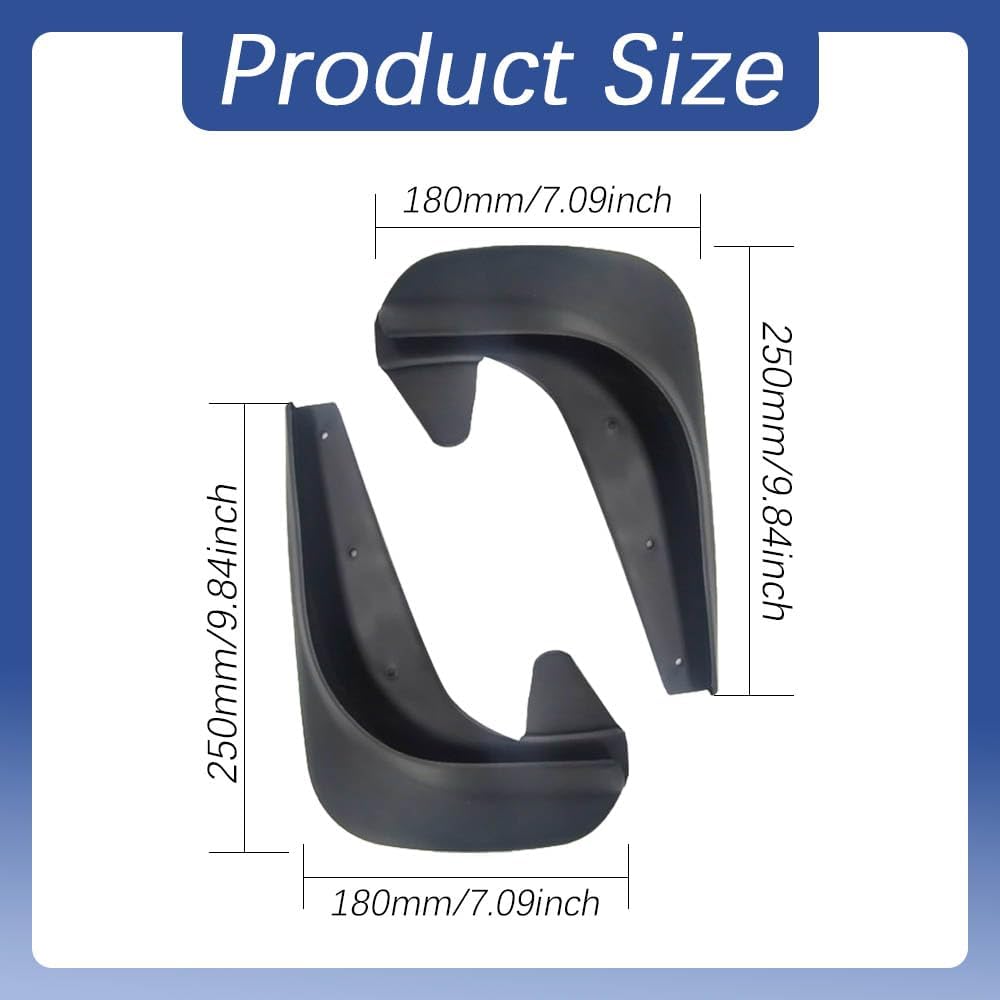 Mud Flaps, Splash Guard, No Drilling Required Mud Guards with Hardware Kits, Front and Rear Side Splash Guards Vehicle Sediment Protection Automotive