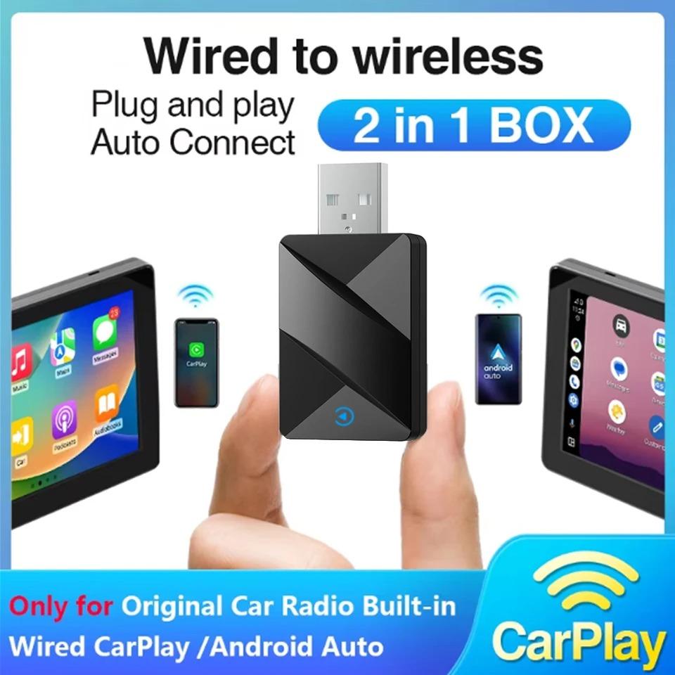 2 In 1 Wireless CarPlay Adapter Auto Smart Mini Box Plug and Play  for VW Toyota Honda Nissan for OEM Wired CarPlay Car Radio
