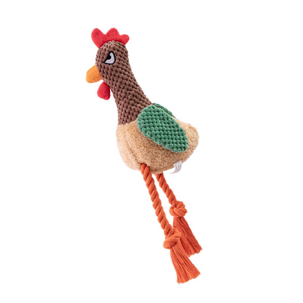 Squeaky Plush Rooster Dog Chewing Rope Toy With Soft Cotton Soothing Teething Toy For Indoor Outdoor Pet Entertainment