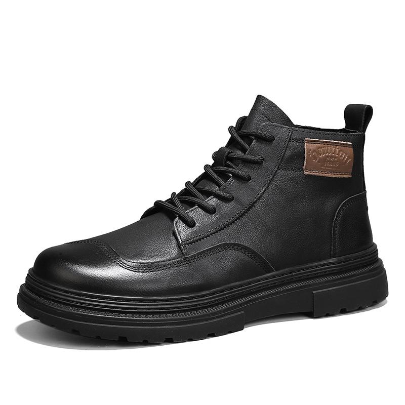 Luxury Leather Men's Casual Shoes New Fashion Men Ankle Boots Comfortable Short Boots Lightweight Work Boots Walking Footwear