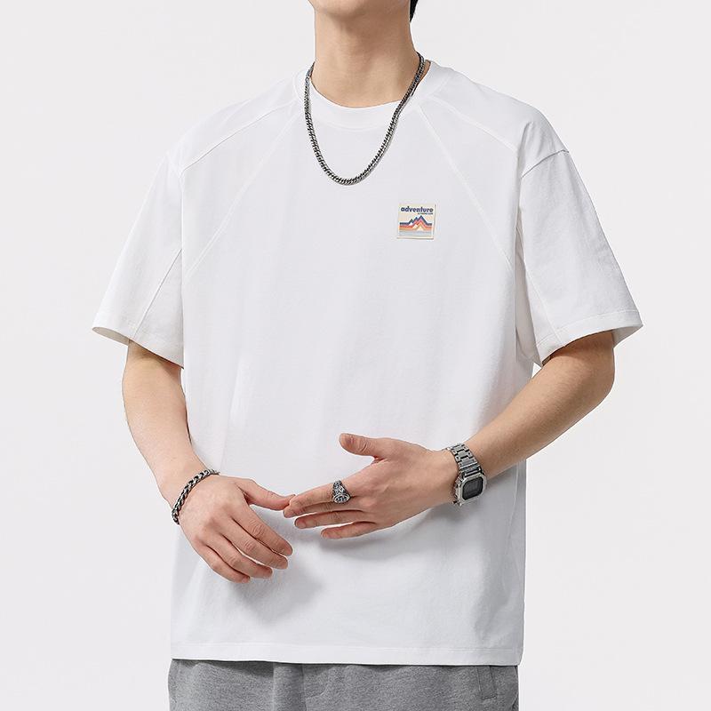 

Летняя тема Контрастный дизайн Блок цвета Полосатая футболка с коротким рукавом Мужская футболка с круглым вырезом Короткий рукав 4XL