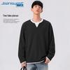 Jeanswest Men's Waffle Knit Faux Two-Piece Long Sleeve T-Shirt