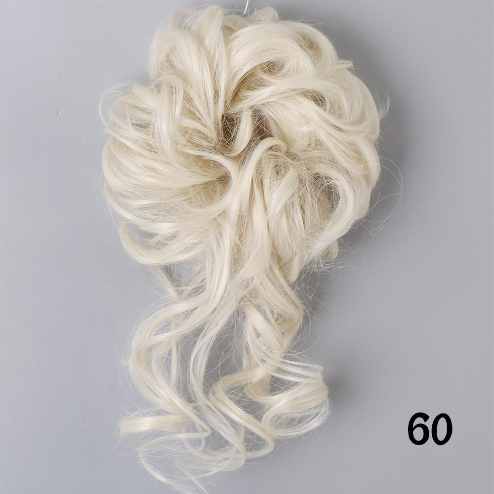 MISSQUEEN Synthetic Hair Bun Chignon Messy Curly Hair Band Elastic Scrunchy False Hair Pieces for Women Hairpins Black Brown