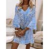 S-5XL Abito a strati con stampa Paisley, abito da vacanza con scollo a V e maniche svasate, abbigliamento da donna