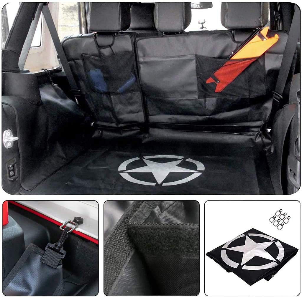 PSLER Car Rear Cargo Pet Trunk Rear Mat Seat Cover for Wrangler JK and JL Cover, Mat, Puppy, Waterproof, Heavy-Duty, Non-Slip (2007-2017) (2018-2019)