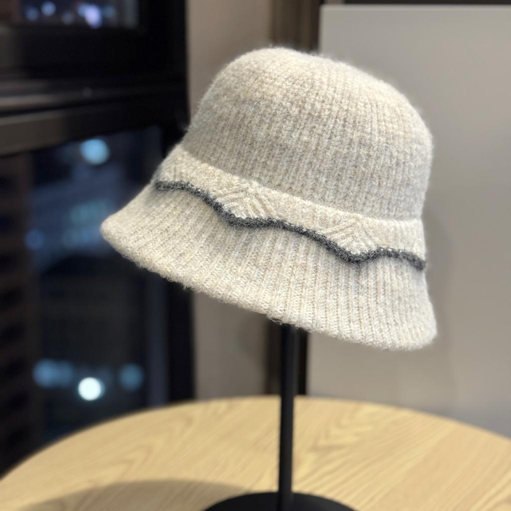 Knitted Fisherman Hat for Women in Autumn and Winter Simple and Versatile Small Basin Hat Cold Proof and Warm Bucket Hat