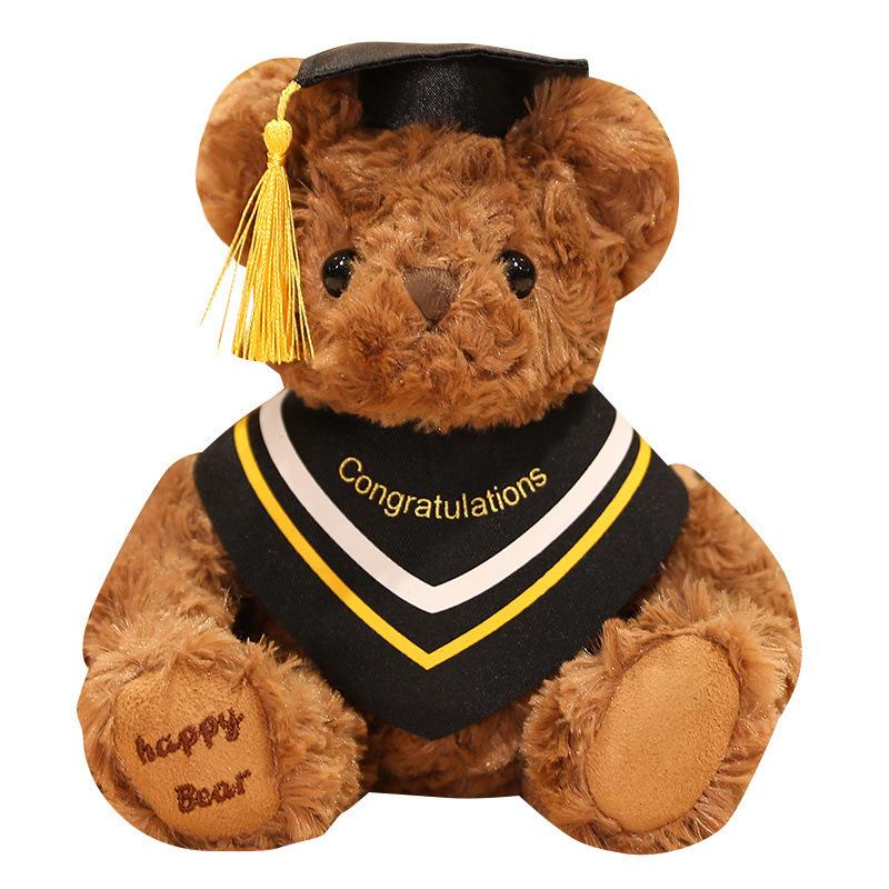 New British Doctor Teddy Bear Plush Toy Doll Graduation Gift Souvenir for Friends Brown Bear
