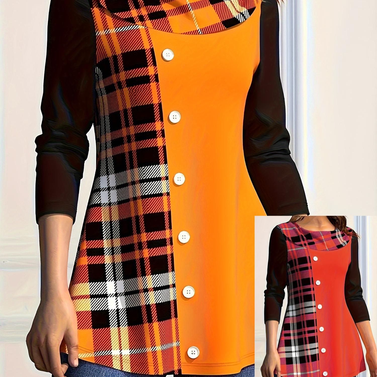 

2023 Autumn/Winter Plus Size Button-Down Collar Long Sleeve Women s T-shirt 3XL